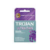 Trojan Ultra-Thin Lubricated Condoms pack of 3 foil-wrapped condoms on a light background