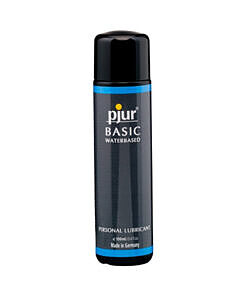 Pjur Basic Waterbased Lubricant 100ml bottle with clear gel on a white background