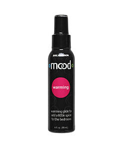 Doc Johnson Mood warming lube 4oz bottle with flip-top cap on white background showing thick gel consistency