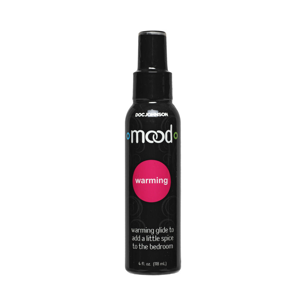 Doc Johnson Mood warming lube 4oz bottle with flip-top cap on white background showing thick gel consistency