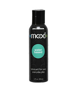 Mood Water Based Lube 4oz bottle with clear gel and black flip-top cap