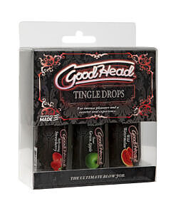 GoodHead Tingle Drops 3 Pack featuring three 1 oz drip bottles in Strawberry red