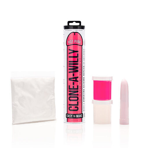 powder packet and finished custom silicone replica with a purple bullet