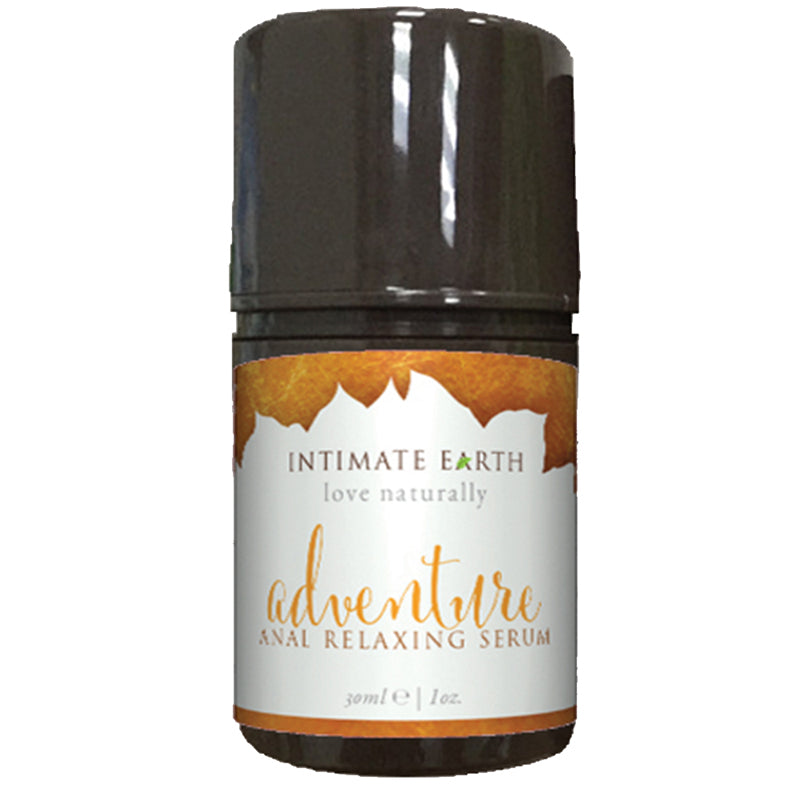 Intimate Earth Adventure Anal Gel 30 ml bottle with spicy orange scent and organic extracts for anal relaxation