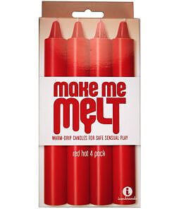 The 9's Make Me Melt Sensual Warm-Drip Wax Play Candles 4 Pack Red Hot by Icon Brands