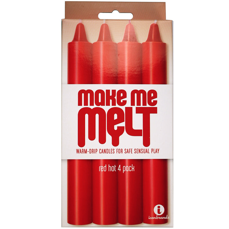 The 9's Make Me Melt Sensual Warm-Drip Wax Play Candles 4 Pack Red Hot by Icon Brands