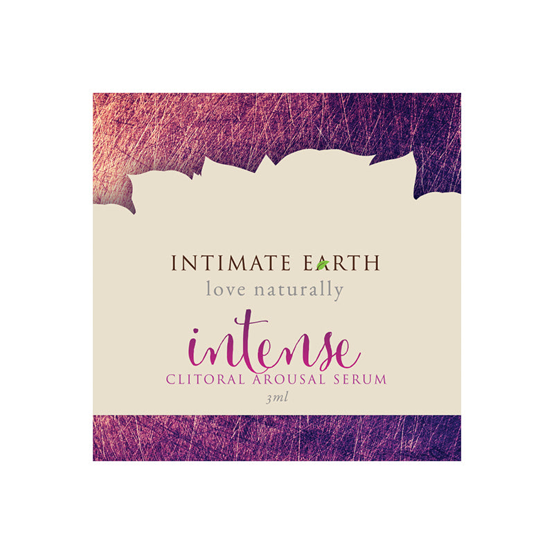 Intimate Earth Intense Clitoral Pleasure 3 ml/0.10 oz foil packet on white background