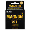 Trojan Magnum XL 3pk condom box showing extra-large size marking and foil wrappers