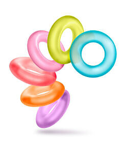 and clear rings.
