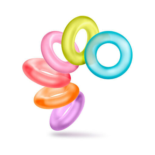 and clear rings.