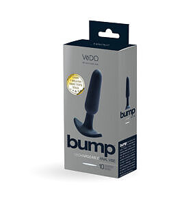 VeDO Bump Rechargeable Anal Vibe in Just Black with 10 vibration modes and flared safety base