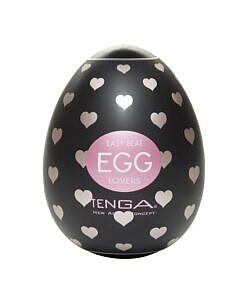 Tenga EGG Lovers disposable male toy showing twisting ridge texture on clean white surface