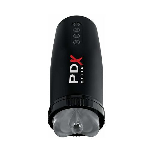 PDX Elite Motobator 2 Rechargeable Thrusting Vibrating Masturbator Clear/Black - Image 2