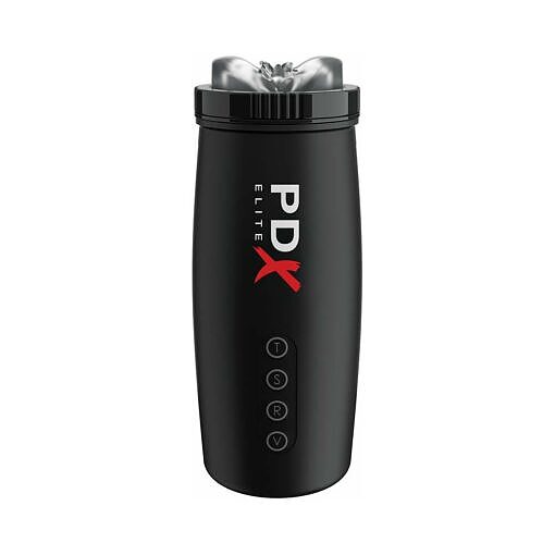 PDX Elite Motobator 2 Rechargeable Thrusting Vibrating Masturbator Clear/Black - Image 3