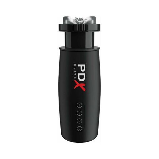 PDX Elite Motobator 2 Rechargeable Thrusting Vibrating Masturbator Clear/Black - Image 4