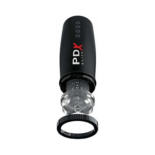 PDX Elite Motobator 2 Rechargeable Thrusting Vibrating Masturbator Clear/Black - Image 5