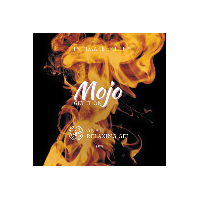 Mojo Clove Oil Anal Relaxing Gel 3 ml foil packet on a clean surface