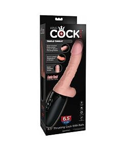 King Cock Plus 6.5 in. thrusting realistic vibrator in beige with balls by Pipedream