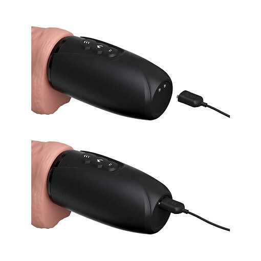 King Cock Plus 6.5 in. Thrusting Cock With Balls Rechargeable Realistic Vibrator Beige - Image 9