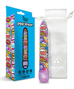 Prints Charming Pop Tease 7" Classic Vibe - F*ck - Purple vibrator with fun print and LED control.