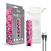 Prints Charming Buzzed Rechargeable Bullet in pink with cannabis leaf print displayed against a white background