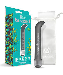 Gray Canna Queen G-Spot Vibe with cannabis leaf print