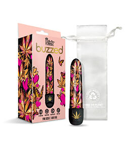 Prints Charming Buzzed 5-inch pink mini vibe with cannabis leaf print on bright pink