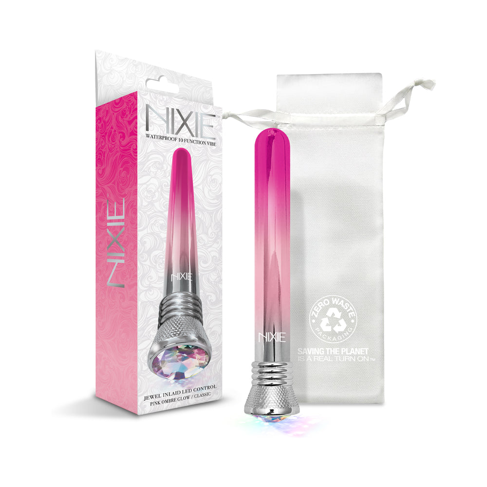 Nixie Classic Vibe Pink Ombre - 10-function waterproof classic vibrator with pink ombre glow