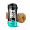 Self Lubricating Shower Stroker - Ass in translucent blue with hanging cord on wet shower tiles.