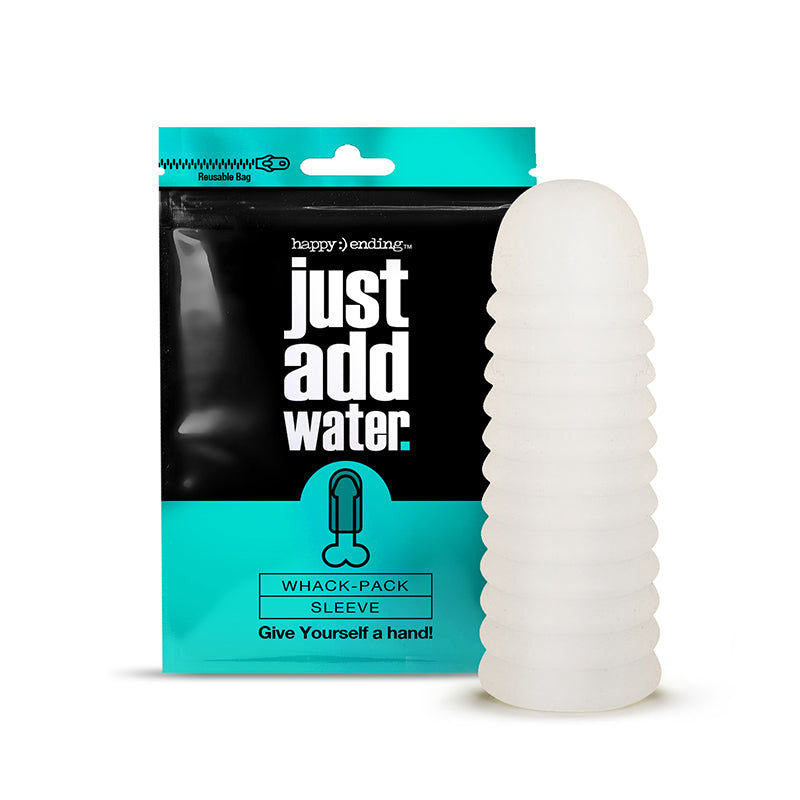 Self-lubriating Whack Pack sleeve held under running water