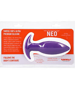 Lilac Tantus Juice anal plug with textured lengthwise grooves and a flared base