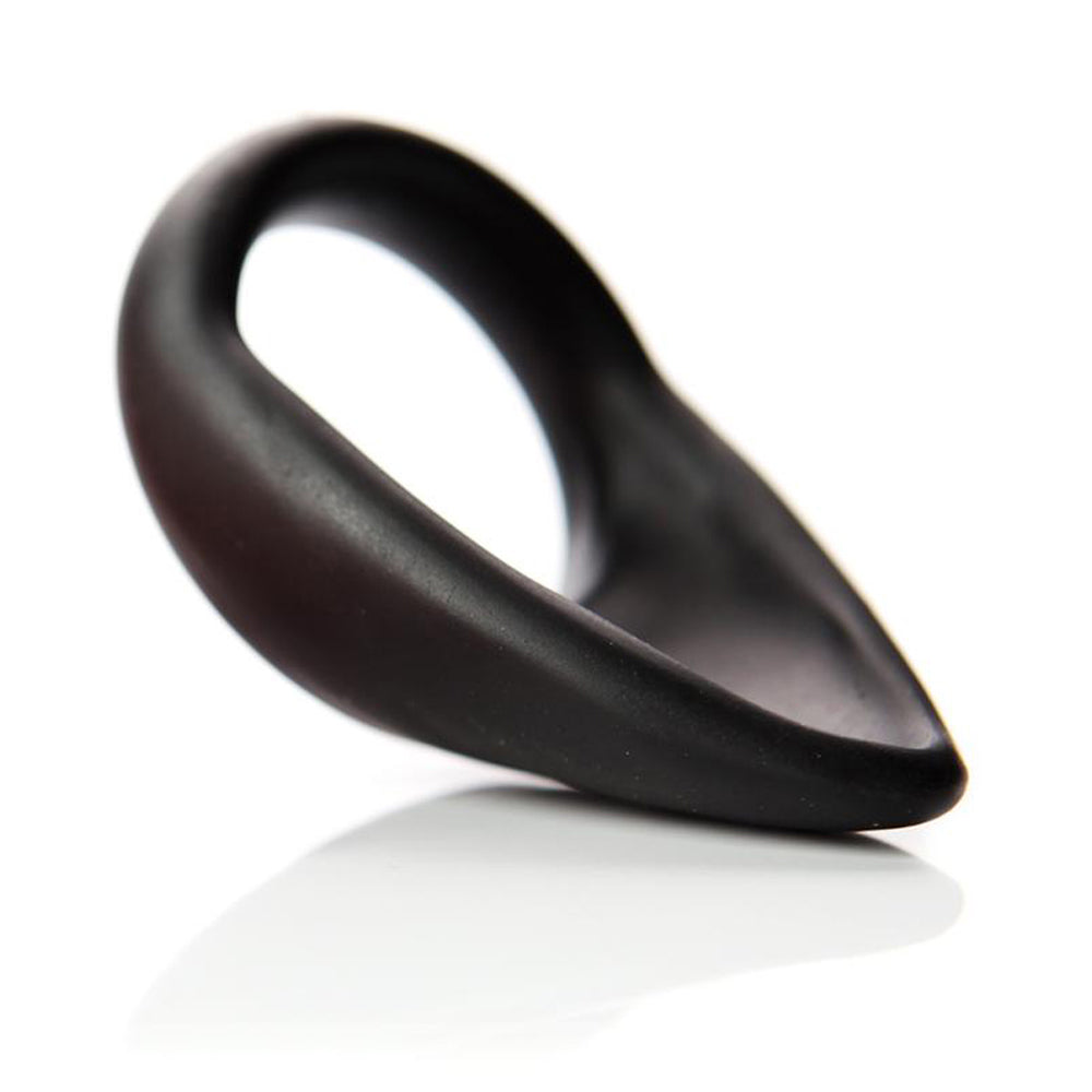 Tantus Cock Sling Teardrop 1.75 in. Onyx on white background