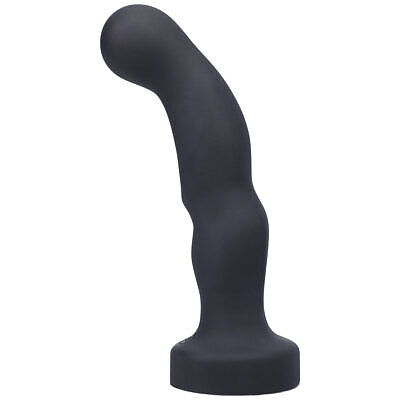 Tantus P-Spot Vibrating Dildo Onyx - curved vibrating prostate dildo in ultra-premium silicone