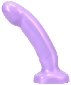 Tantus Acute Angled Dildo in Lavender - curved ridged 100% silicone toy for targeted stimulation