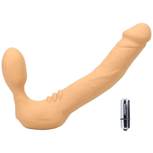 Tantus Real Strapless Vibrating Strap-On Dildo Honey - Image 3