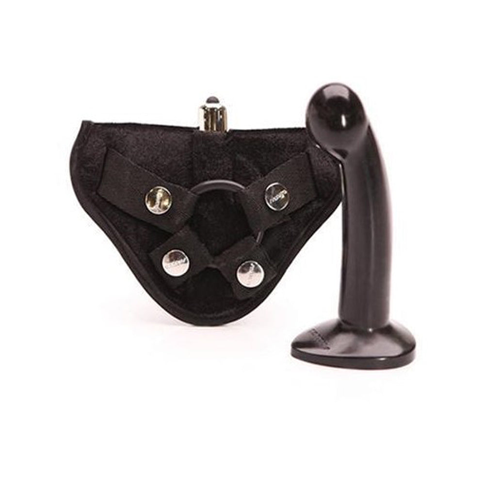 Tantus Sport Vibrating Dildo Kit Onyx with curved silicone dildo