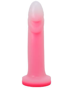 Tantus Flurry O2 dual density g-spot dildo in translucent rose quartz pink