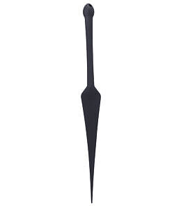 Tantus Dragon Tail Silicone Paddle hanging next to other impact toys with red and black silicone finish.
