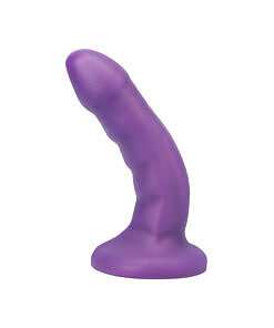 a purple silicone toy with stepped ridges on a crisp white background.