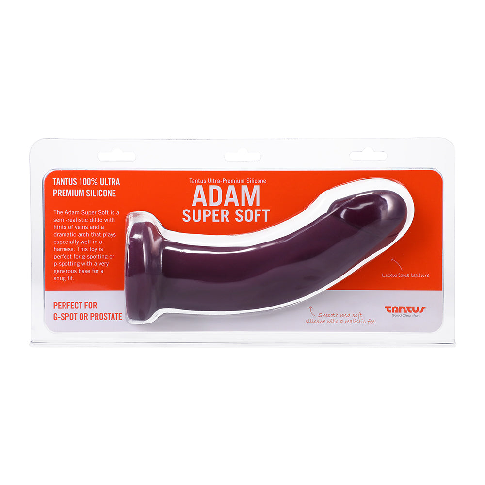 Tantus Adam Super Soft dildo in deep currant color