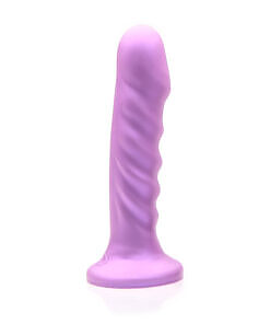 Lavender silicone Tantus Echo Super Soft Dildo with undulating wave texture