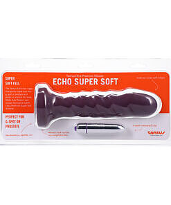 Tantus Echo Super Soft Dildo in rich currant hue with undulating wave texture