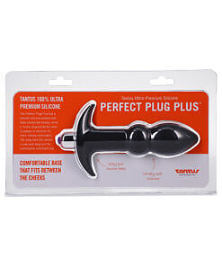 Tantus Perfect Plug Plus Vibrating Anal Plug Onyx with smooth black silicone body and removable bullet.
