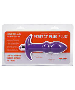 Tantus Perfect Plug Plus vibrating anal plug in lilac with smooth silicone and removable bullet on white