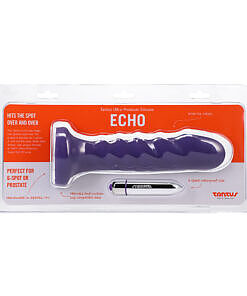 Amethyst purple Tantus Echo vibrating dildo with undulating ridges