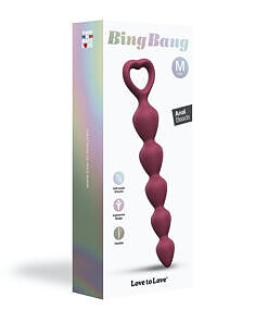 Love to Love Bing Bang Silicone Anal Beads Prune Medium with 7 graduated beads and heart-shaped handle