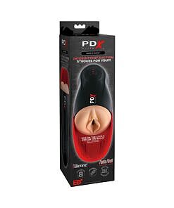 PDX Elite Fuck-O-Matic rechargeable vibrating suction stroker with ball cradle by PDX Brands