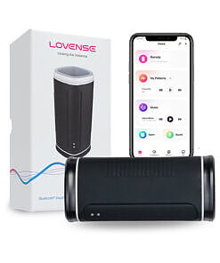 Lovense Calor Bluetooth depth-controlled heating masturbator with compact white and gray body