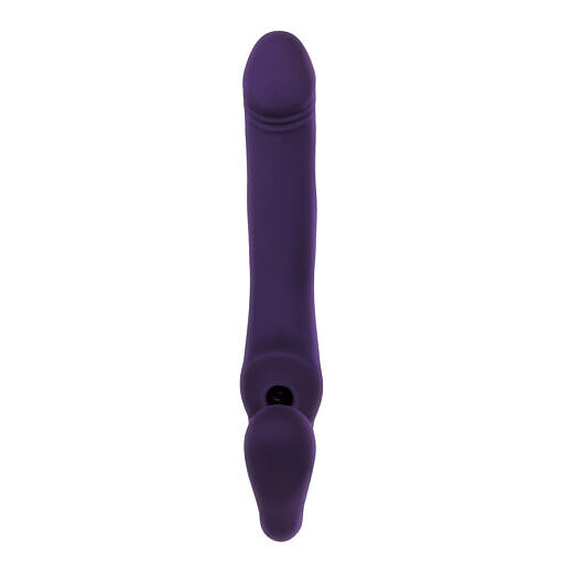 Evolved 2 Become 1 Rechargeable Remote-Controlled Silicone Strapless Strap-On With Suction Purple - Image 9