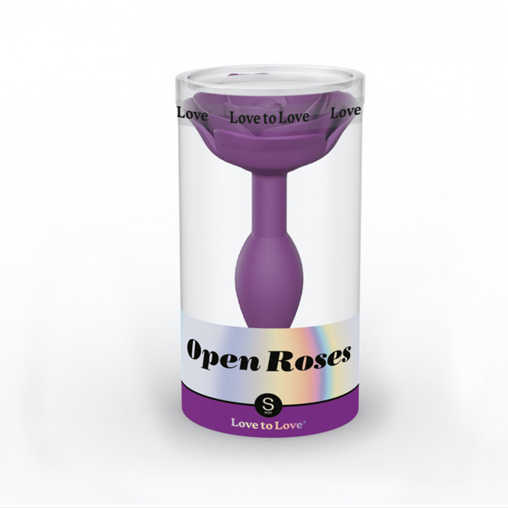 Love to Love Open Roses Silicone Anal Plug Purple Rain Small - rose base design